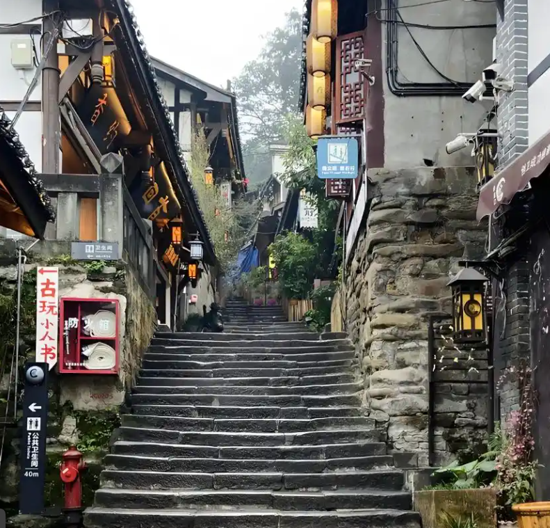 Early morning street in Ciqikou Ancient Town Chongqing