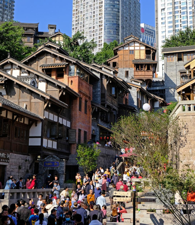 Chongqing's Shibati is packed with people
